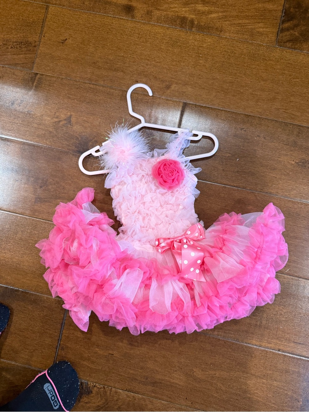 Pink Ruffle Tutu Dress with Flower Accent